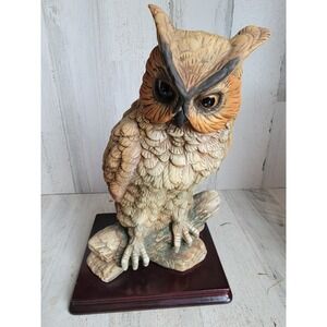 Vintage horned owl brown bird home decor base branch woods collection